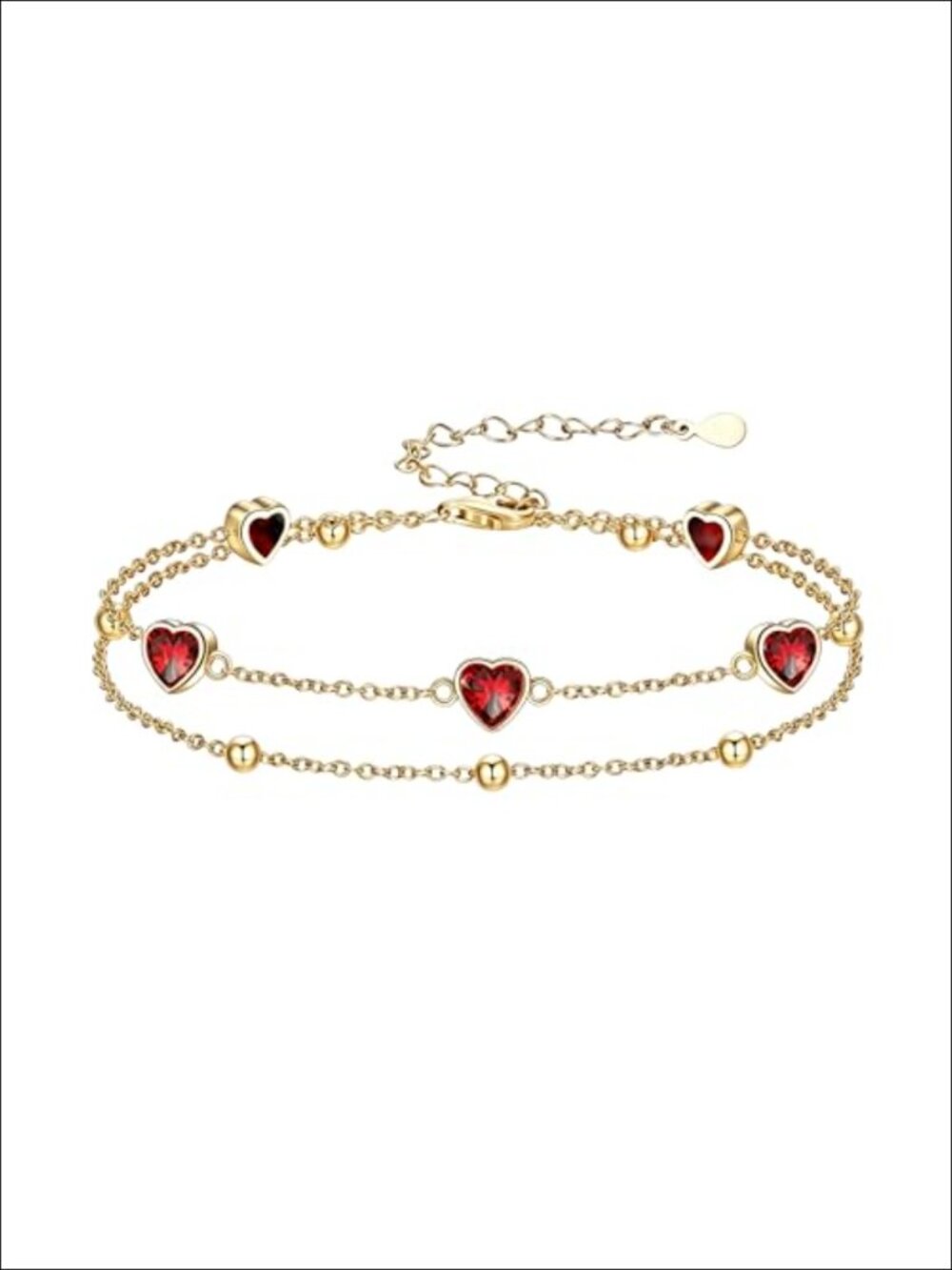 18K Gold Plated Heart Birthstone Bracelet/Anklet with Chain